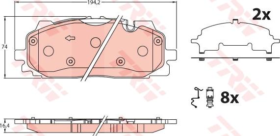 TRW GDB2190 - Тормозные колодки, дисковые, комплект unicars.by