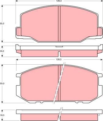 TRW GDB216 - Тормозные колодки, дисковые, комплект unicars.by