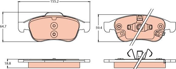 TRW GDB2111 - Тормозные колодки, дисковые, комплект unicars.by