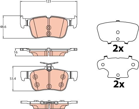 TRW GDB2133 - Тормозные колодки, дисковые, комплект unicars.by