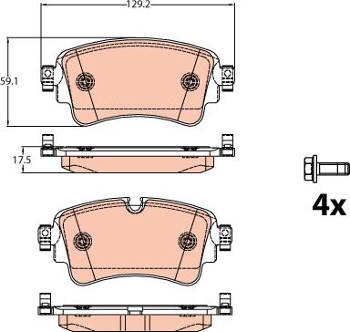 TRW GDB2132 - Тормозные колодки, дисковые, комплект unicars.by