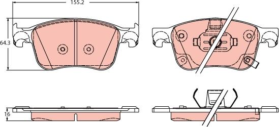 TRW GDB2342 - Тормозные колодки, дисковые, комплект unicars.by