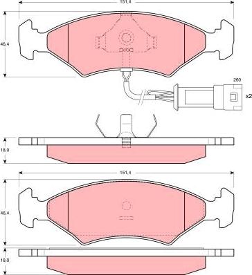 TRW GDB238 - Тормозные колодки, дисковые, комплект unicars.by