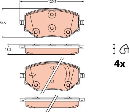 TRW GDB2324 - Тормозные колодки, дисковые, комплект unicars.by