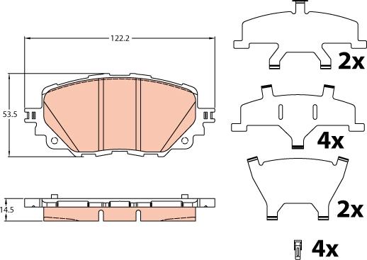 TRW GDB2200 - Тормозные колодки, дисковые, комплект unicars.by