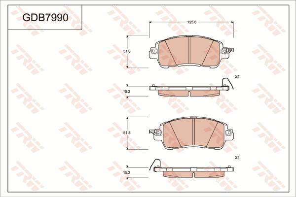 TRW GDB7990 - Тормозные колодки, дисковые, комплект unicars.by