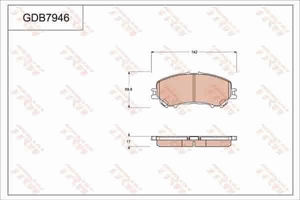 TRW GDB7946 - Тормозные колодки, дисковые, комплект unicars.by