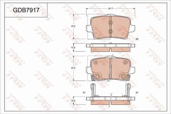 TRW GDB7917 - Тормозные колодки, дисковые, комплект unicars.by