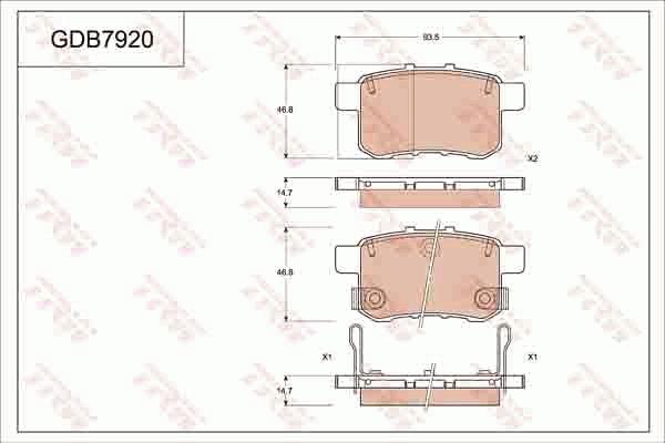 TRW GDB7920DT - Тормозные колодки, дисковые, комплект unicars.by