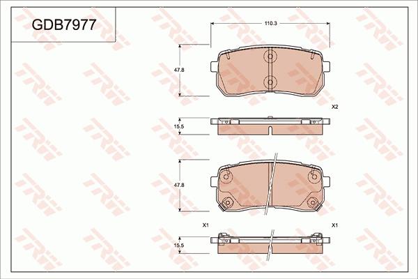 TRW GDB7977 - Тормозные колодки, дисковые, комплект unicars.by