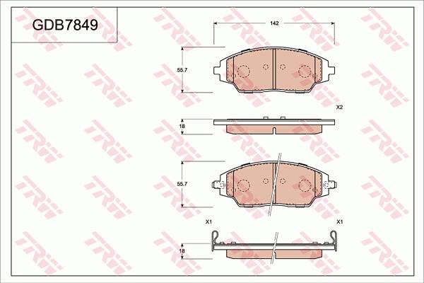 TRW GDB7849 - Тормозные колодки, дисковые, комплект unicars.by