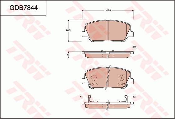 TRW GDB7844 - Тормозные колодки, дисковые, комплект unicars.by