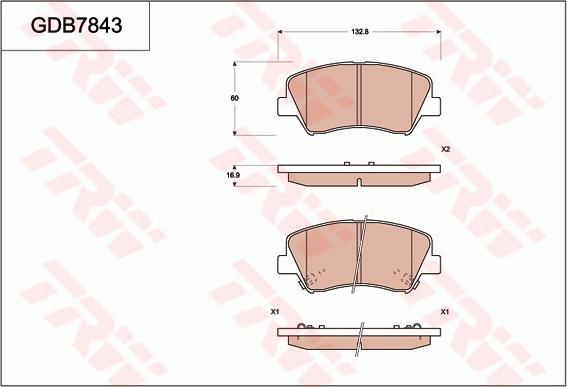 TRW GDB7843DT - Тормозные колодки, дисковые, комплект unicars.by