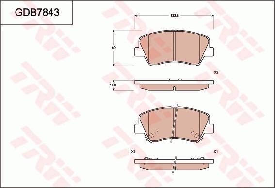 TRW GDB7843 - Тормозные колодки, дисковые, комплект unicars.by