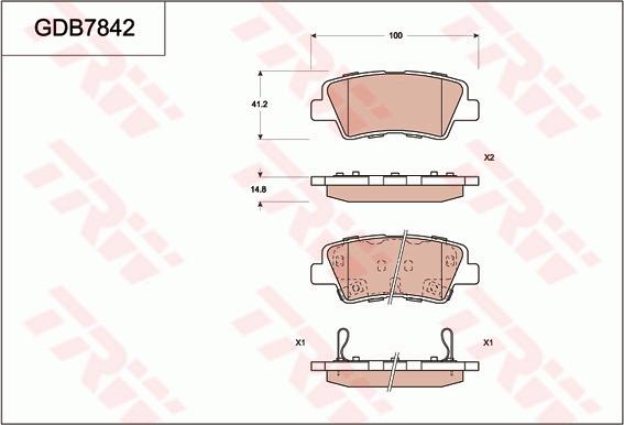 TRW GDB7842DT - Тормозные колодки, дисковые, комплект unicars.by