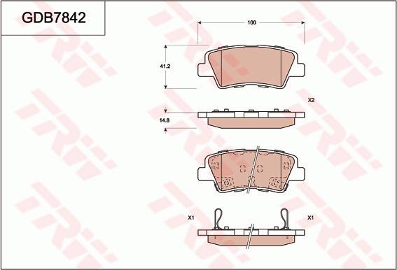 TRW GDB7842 - Тормозные колодки, дисковые, комплект unicars.by