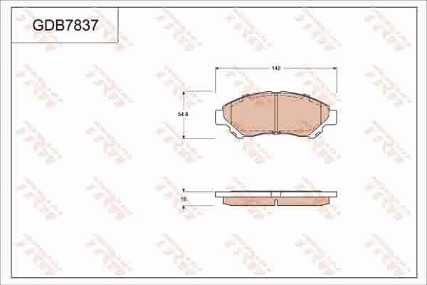 TRW GDB7837DT - Тормозные колодки, дисковые, комплект unicars.by