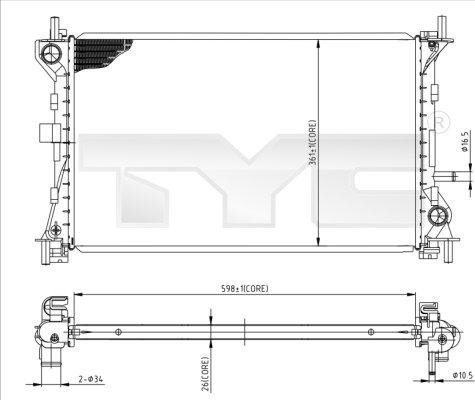 TYC 710-0052 - Радиатор, охлаждение двигателя unicars.by