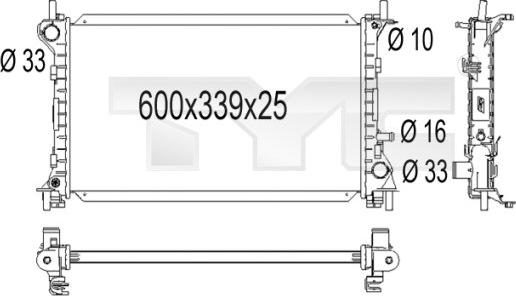 TYC 710-1001 - Радиатор, охлаждение двигателя unicars.by