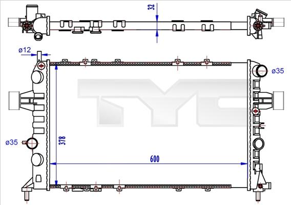 TYC 725-0041-R - Радиатор, охлаждение двигателя unicars.by