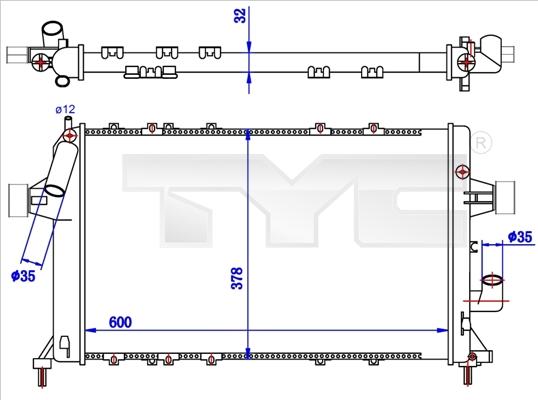 TYC 725-0039-R - Радиатор, охлаждение двигателя unicars.by