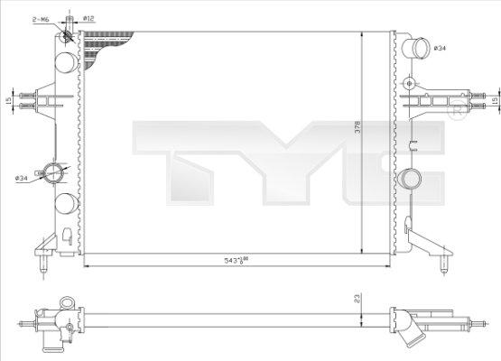 TYC 725-0021 - Радиатор, охлаждение двигателя unicars.by