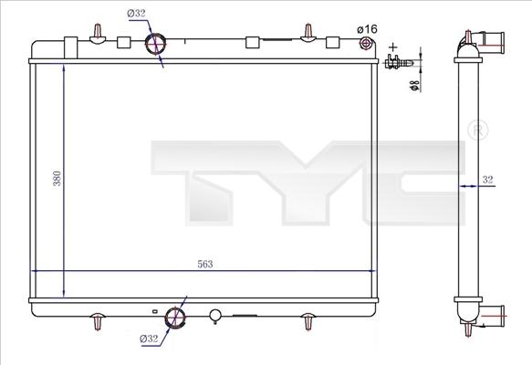 TYC 726-0020-R - Радиатор, охлаждение двигателя unicars.by