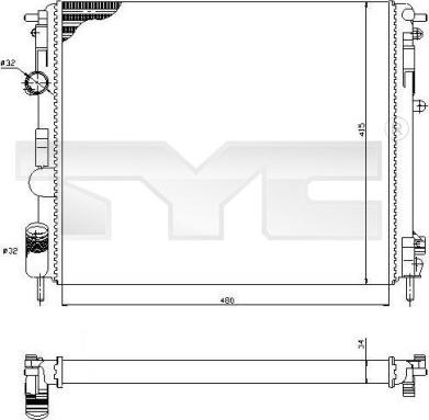 TYC 728-0053 - Радиатор, охлаждение двигателя unicars.by