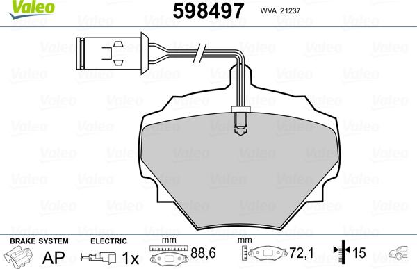 Valeo 598497 - Тормозные колодки, дисковые, комплект unicars.by