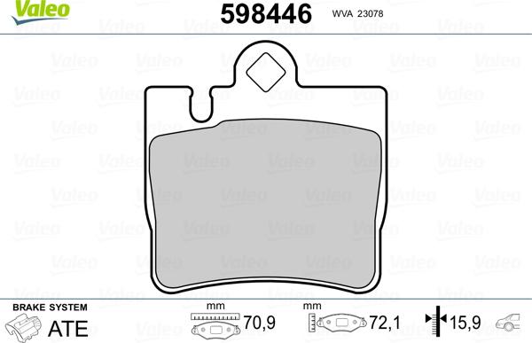 Valeo 598446 - Тормозные колодки, дисковые, комплект unicars.by