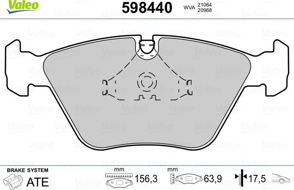 Valeo 598440 - Тормозные колодки, дисковые, комплект unicars.by