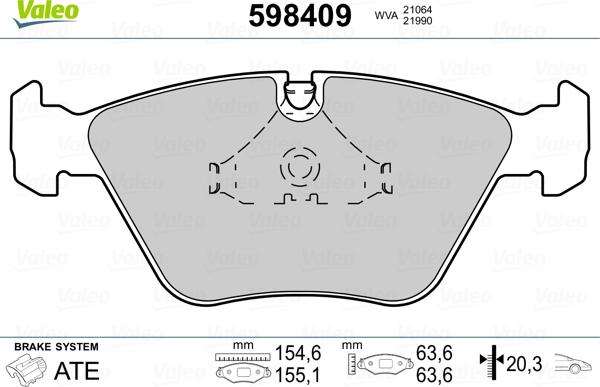 Valeo 598409 - Тормозные колодки, дисковые, комплект unicars.by