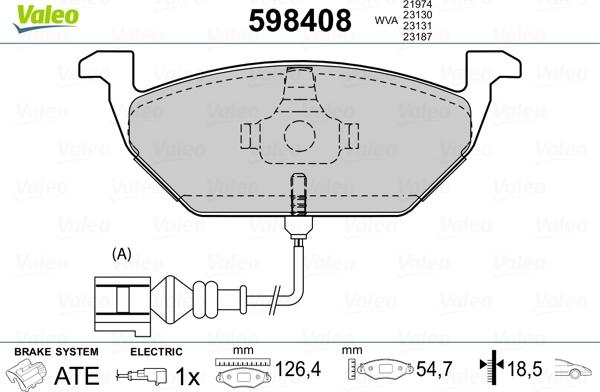 Valeo 598408 - Тормозные колодки, дисковые, комплект unicars.by