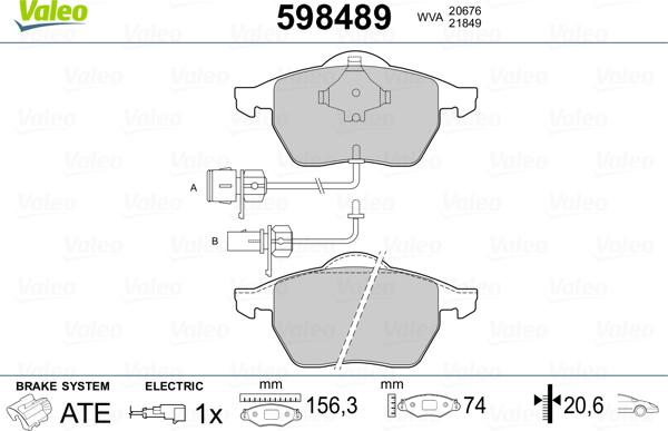 Valeo 598489 - Тормозные колодки, дисковые, комплект unicars.by