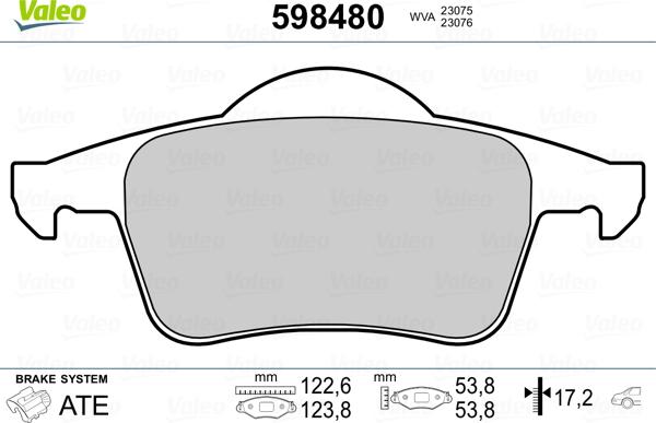 Valeo 598480 - Тормозные колодки, дисковые, комплект unicars.by