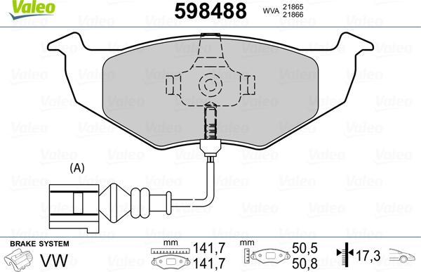 Valeo 598488 - Тормозные колодки, дисковые, комплект unicars.by