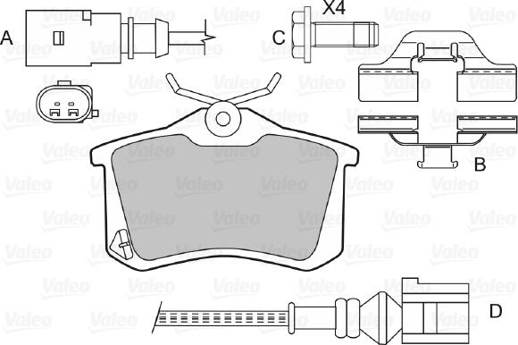 Valeo 598474 - Тормозные колодки, дисковые, комплект unicars.by