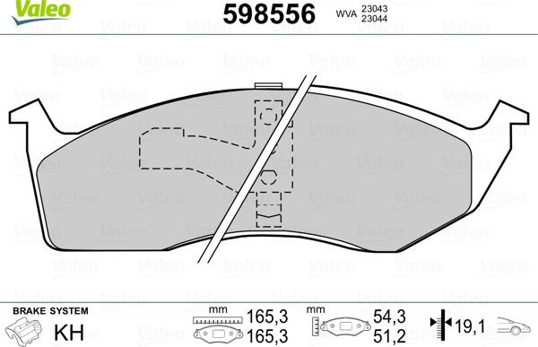 Valeo 598556 - Тормозные колодки, дисковые, комплект unicars.by