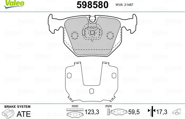 Valeo 598580 - Тормозные колодки, дисковые, комплект unicars.by