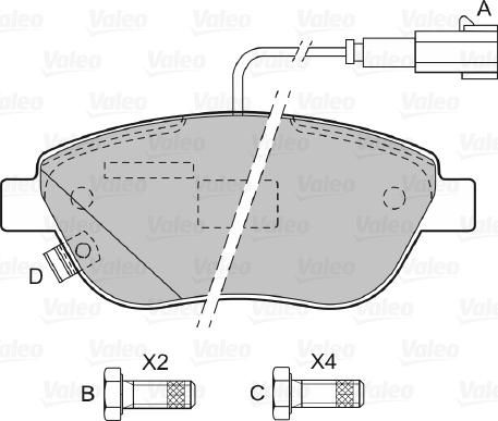 Valeo 598698 - Тормозные колодки, дисковые, комплект unicars.by