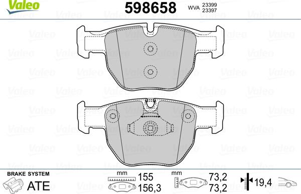 Valeo 598658 - Тормозные колодки, дисковые, комплект unicars.by