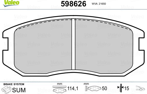 Valeo 598626 - Тормозные колодки, дисковые, комплект unicars.by