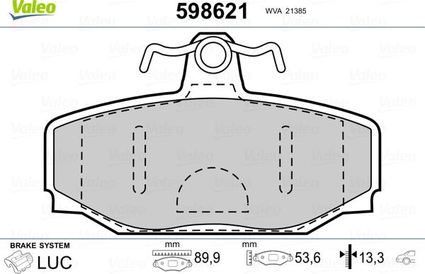 Valeo 598621 - Тормозные колодки, дисковые, комплект unicars.by