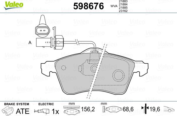 Valeo 598676 - Тормозные колодки, дисковые, комплект unicars.by