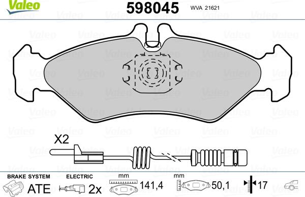 Valeo 598045 - Тормозные колодки, дисковые, комплект unicars.by