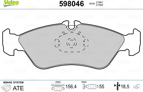 Valeo 598046 - Тормозные колодки, дисковые, комплект unicars.by