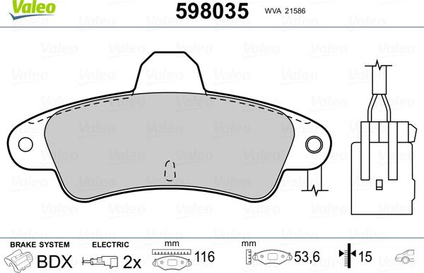 Valeo 598035 - Тормозные колодки, дисковые, комплект unicars.by