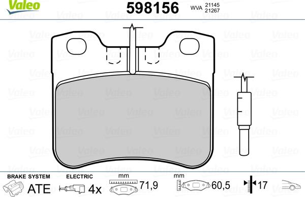 Valeo 598156 - Тормозные колодки, дисковые, комплект unicars.by