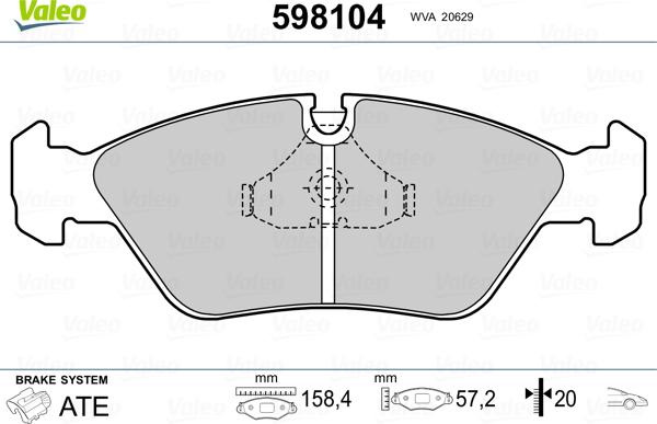 Valeo 598104 - Тормозные колодки, дисковые, комплект unicars.by