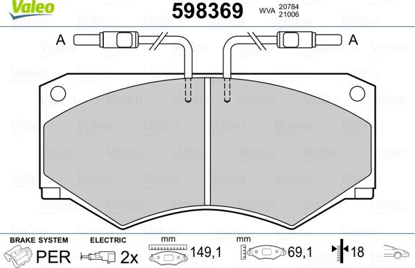 Valeo 598369 - Тормозные колодки, дисковые, комплект unicars.by